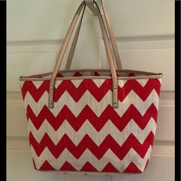 KATE SPADE red chevron handbag - Picture 4 of 16